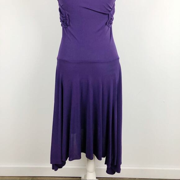 YIGAL AZROUEL purple rayon draped mini Pleated Dress Sz 1 - Picture 11 of 16